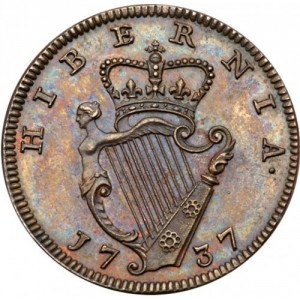 Реверс монеты Ирландия, 1 фартинг, 1737-1738