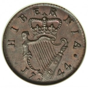 Реверс монеты Ирландия, 1 фартинг, 1744