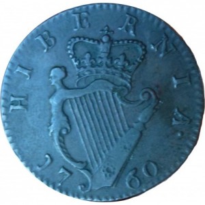 Реверс монеты Ирландия, ½ пенни, 1760