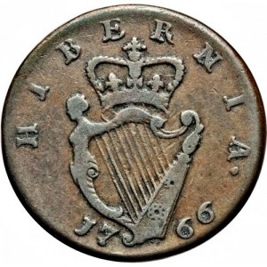 Реверс монеты Ирландия, ½ пенни, 1766-1769