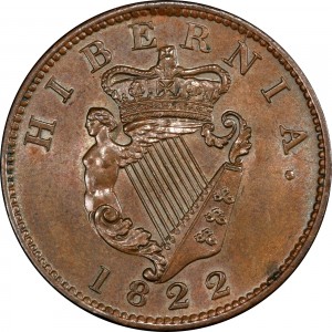 Реверс монеты Ирландия, ½ пенни, 1822-1823