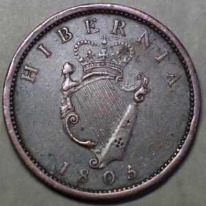 Реверс монеты Ирландия, 1 пенни, 1805