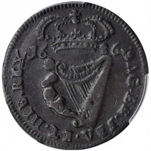 Реверс монеты Ирландия, ½ пенни, 1685-1688