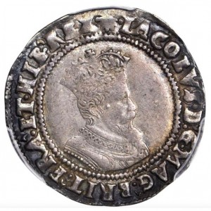 Аверс монеты Ирландия, 1 шиллинг, 1603, Третий бюст Якова I
