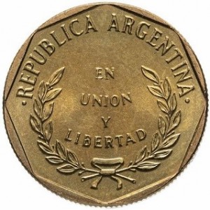 Аверс монеты Аргентина, 1 сентаво, 1992-1993