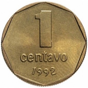Реверс монеты Аргентина, 1 сентаво, 1992-1993
