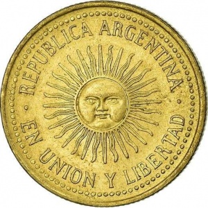 Аверс монеты Аргентина, 5 сентаво, 1992-2005