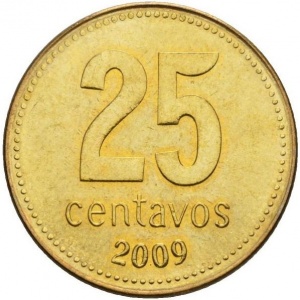 Реверс монеты Аргентина, 25 сентаво, 1992-2010