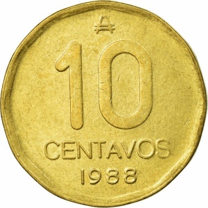 Реверс монеты Аргентина, 10 сентаво, 1985-1988