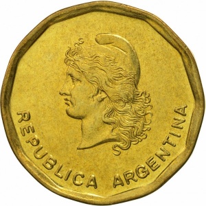 Аверс монеты Аргентина, 50 сентаво, 1985-1988