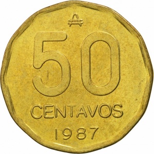 Реверс монеты Аргентина, 50 сентаво, 1985-1988