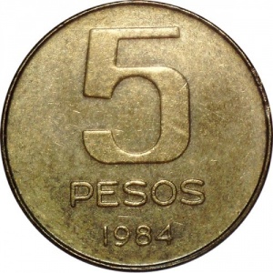 Реверс монеты Аргентина, 5 песо, 1984-1985