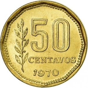 Реверс монеты Аргентина, 50 сентаво, 1970-1976