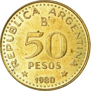Аверс монеты Аргентина, 50 песо, 1980-1981