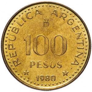 Аверс монеты Аргентина, 100 песо, 1980-1981