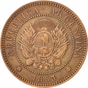 Аверс монеты Аргентина, 1 сентаво, 1882-1896
