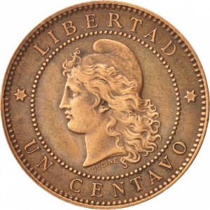 Реверс монеты Аргентина, 1 сентаво, 1882-1896