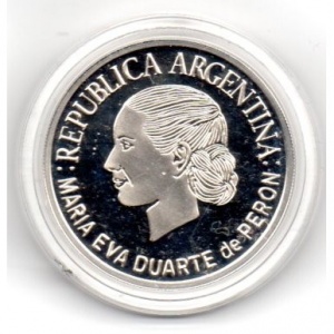 Аверс монеты Аргентина, 1 песо, 2002, 50 лет со дня смерти Марии Эвы Дуарте де Перон