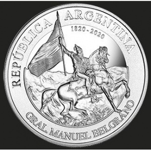 Аверс монеты Аргентина, 1 песо, 2020, 200 лет со дня смерти Мануэля Бельграно