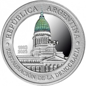 Аверс монеты Аргентина, 1 песо, 2023, 40 лет с дня восстановления демократии