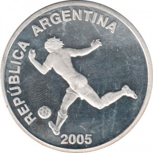 Аверс монеты Аргентина, 5 песо, 2005, ФИФА - XVIII Чемпионат мира по футболу в Германии 2006