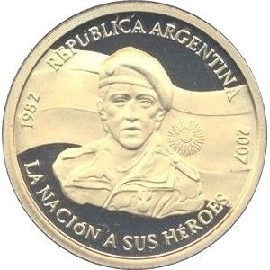 Аверс монеты Аргентина, 5 песо, 2007, 25 лет оккупации Фолклендских островов