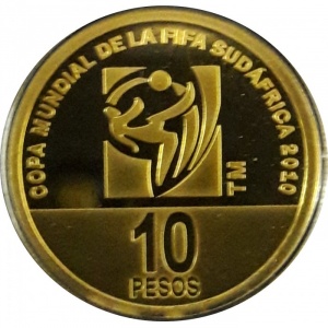 Реверс монеты Аргентина, 10 песо, 2010, Чемпионат мира по футболу 2010, ЮАР