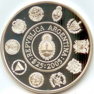 Аверс монеты Аргентина, 25 песо, 2005, Театр «Колон»