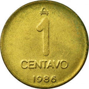 Реверс монеты Аргентина, 1 сентаво, 1985-1987