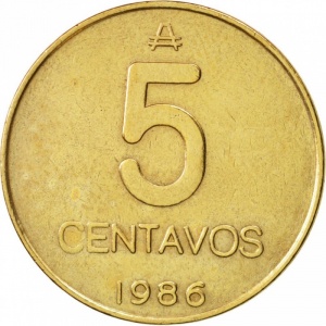 Реверс монеты Аргентина, 5 сентаво, 1985-1988