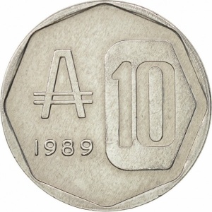 Реверс монеты Аргентина, 10 аустралей, 1989