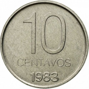 Реверс монеты Аргентина, 10 сентаво, 1983