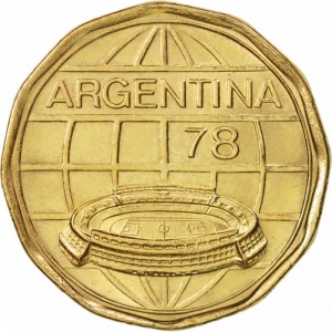 Аверс монеты Аргентина, 100 песо, 1977-1978, Чемпионат мира по футболу, Аргентина 1978