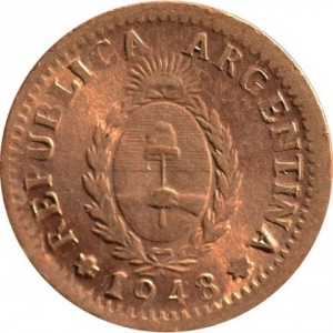 Аверс монеты Аргентина, 1 сентаво, 1945-1948