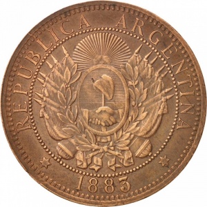 Аверс монеты Аргентина, 2 сентаво, 1882-1896