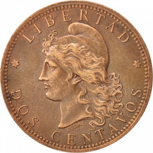 Реверс монеты Аргентина, 2 сентаво, 1882-1896