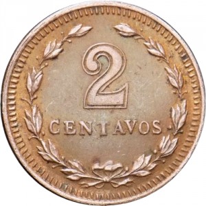 Реверс монеты Аргентина, 2 сентаво, 1948-1950