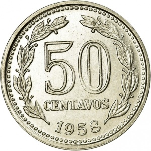 Реверс монеты Аргентина, 50 сентаво, 1957-1961