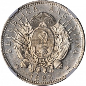 Аверс монеты Аргентина, 1 песо, 1881-1883