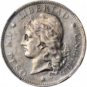 Реверс монеты Аргентина, 1 песо, 1881-1883