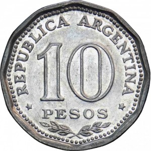 Реверс монеты Аргентина, 10 песо, 1966, 150 лет Декларации о Независимости