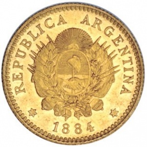 Аверс монеты Аргентина, 2½ песо, 1881-1884