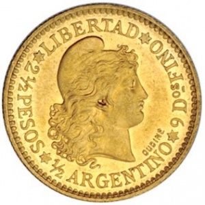 Реверс монеты Аргентина, 2½ песо, 1881-1884