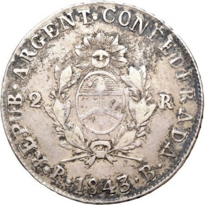 Аверс монеты Аргентинские провинции, 2 реала, 1843