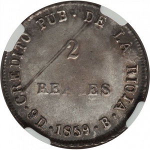 Реверс монеты Аргентинские провинции, 2 реала, 1859-1860