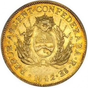 Реверс монеты Аргентинские провинции, 8 эскудо, 1842