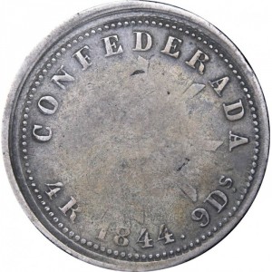 Реверс монеты Аргентинские провинции, 4 реала, 1844