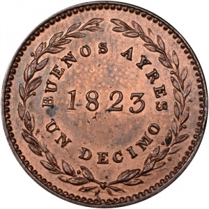Реверс монеты Аргентинские провинции, 1/10 реала, 1822-1823