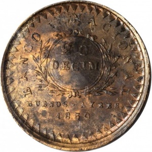 Аверс монеты Аргентинские провинции, 20 десимо, 1827-1831