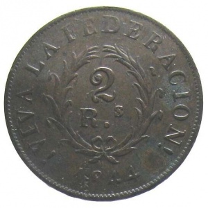 Реверс монеты Аргентинские провинции, 2 реала, 1840-1844